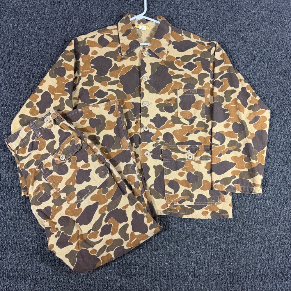 Vintage Ranger Duck Hunter Camo Set Men's Medium Cotton Hunting Jacket and Pants